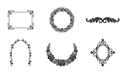 Fototapeta premium Ornate decorative frames and floral borders vector collection.