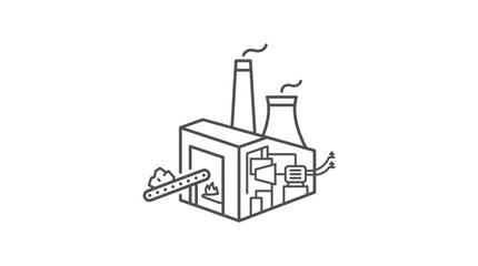Fototapeta premium Waste to energy industrial recycling plant line icon.