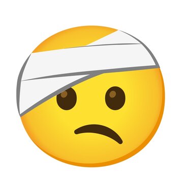 Injured Face Emoji with Head Bandage Hurt Expression Icon