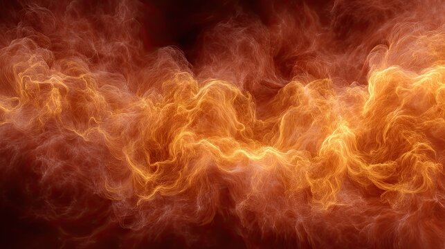 Abstract flames with glowing orange and red hues in a smoky background for creative and artistic compositions