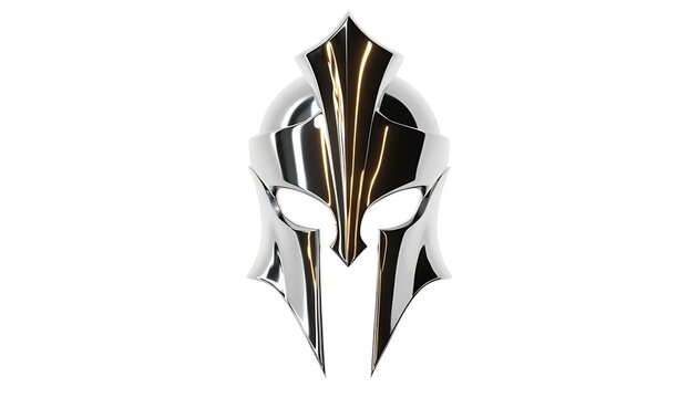 Futuristic 3D Chrome Spartan Mask Logo for Modern Warrior Branding