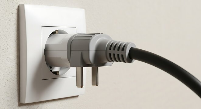A close-up of a plug being inserted into a wall socket