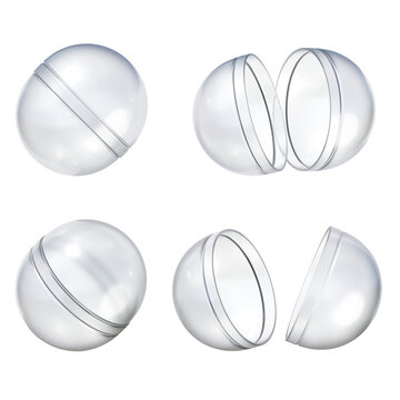 3D Glassmorphism Transparent Gacha Capsule Toy Empty Plastic Pod Ball Set
