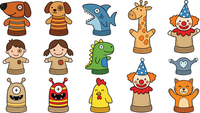 Hand Puppet Set &ndash; Cute Cartoon Sock Puppets with Dog, Shark, Giraffe, Clown, Monster, and Animal Characters