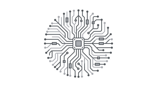 Radial motherboard circuit trace pattern abstract icon