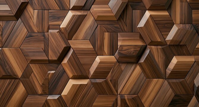 Abstract wooden cube wall texture background with geometric pattern