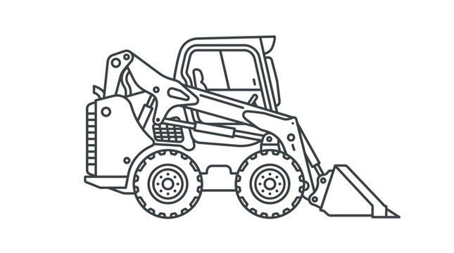 Compact skid steer loader bobcat construction equipment outline