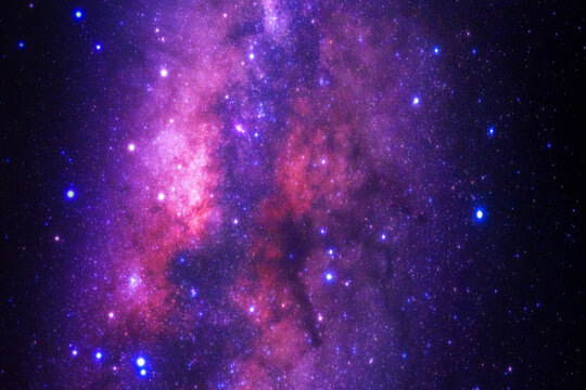 Night sky space background, Starry universe in dark blue sky, Milky way galaxy with stardust field in deep universe