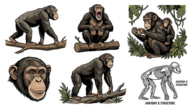 Chimpanzee Anatomy and Lifestyle Set