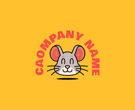 Logo vector cute mouse mascot cartoon vector illustration ideal for branding, sticker, mascot, and children's design projects, pet store or mouse lover