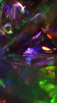 Luxury crystal holographic rainbow background vertical neon blue purple gold glossy shine glow motion
