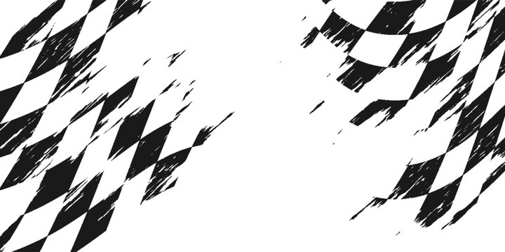 Black and white checkered flag pattern with wavy lines vector graphic design element racing background