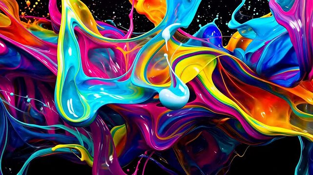 Digital neon graffiti marble swirl curve abstract  background