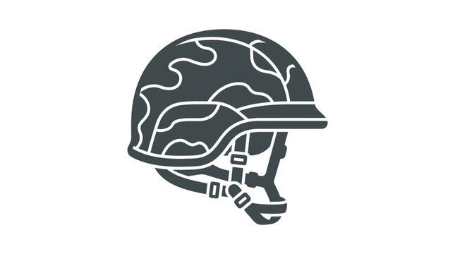 Camouflage tactical combat helmet icon on white background.