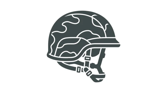 Camouflage tactical combat helmet icon on white background.