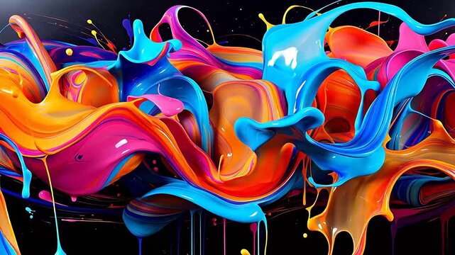Digital neon graffiti marble swirl curve abstract  background