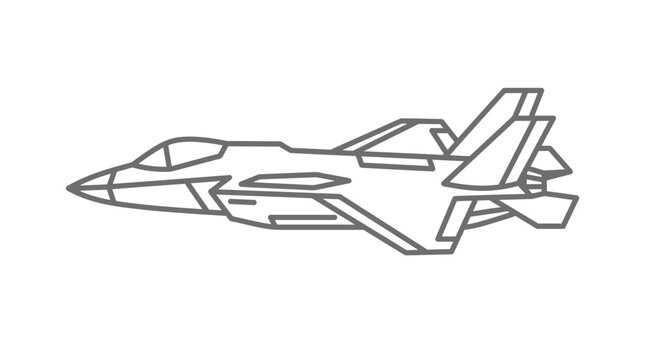 F-35 Lightning stealth fighter jet line art drawing.