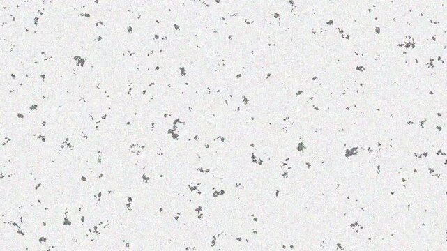 Abstract distressed overlay texture with subtle black speckles on a white background, perfect for creating a vintage or grunge effect in graphic design projects, 4k video