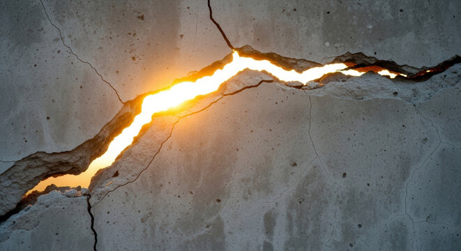 Crack concrete wall light damage destruction ukraine war negotiations broken texture surface rough gray cement fissure
