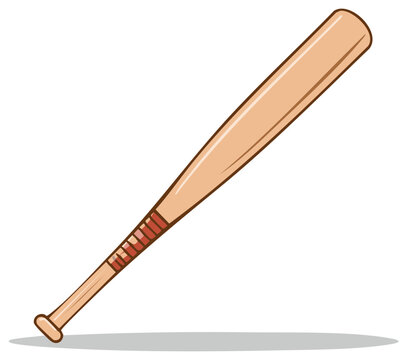 Simple vector illustration of a classic wooden baseball bat with a taped handle for sports and recreation