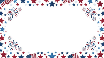 Obraz premium Patriotic American flag and stars border frame for Independence Day celebration. EPS Editable