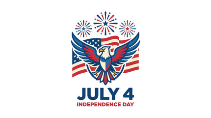 Fototapeta premium Patriotic American Independence Day Illustration with Eagle and Flag. EPS Editable