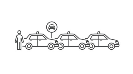 Person waiting at taxi stand line icon. © AGUS