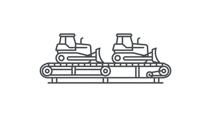Dual bulldozer unit production line in industrial factory. © AGUS