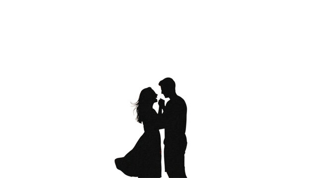 Silhouette couple slow dancing embracing at wedding ceremony Vector