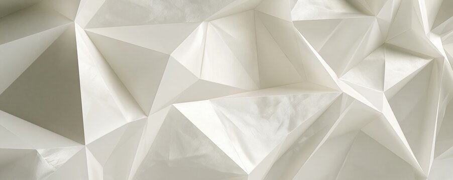 Geometric white paper texture background with folded facets