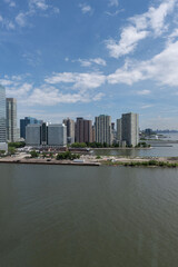 Obraz premium Jersey city skyline along the hudson river waterfront panorama