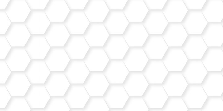 white hexagonal paper with seamless hexagon wall creative metal business wallpaper. white grid metal hexagon technology creative decoration background.