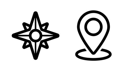 Navigation compass rose and location marker icons © Al Rafi