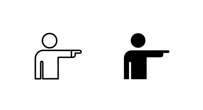 User pointing direction icons outline and solid style