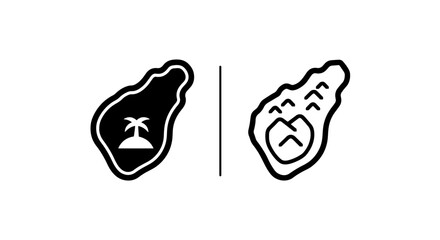 Tropical island silhouette icons with palm tree and hills © Al Rafi