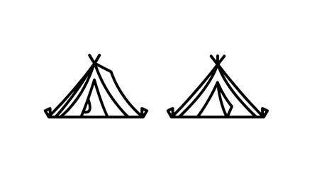Two minimalist camping tent icons in linear style © Al Rafi