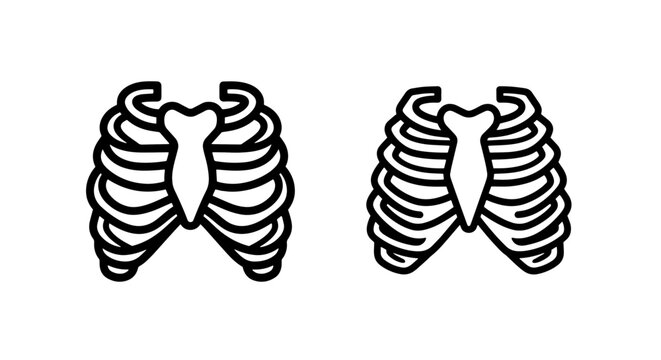 Outline icons of human rib cage and sternum anatomy