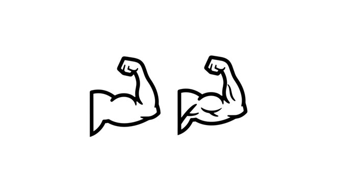 Bicep muscle flexing arm graphic icon set with strength
