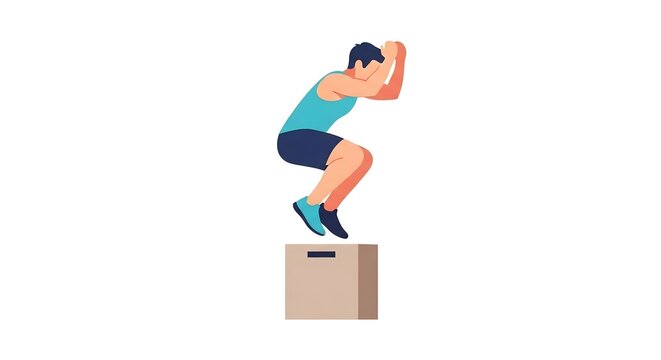 Man jumping over a cardboard box in a playful athletic pose