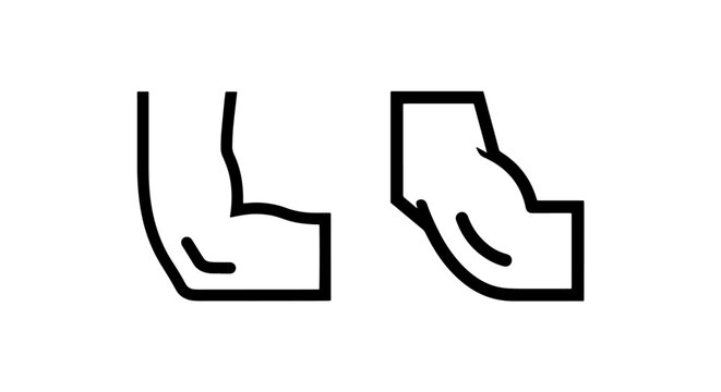 Bicep muscle flexing arm anatomy vector icon set