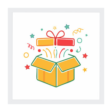 Flat design gift box with ribbon and stars