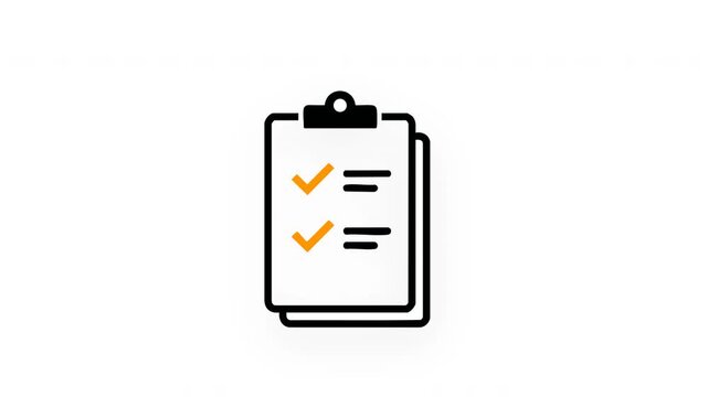 Minimalist clipboard icon animation with a clean swing motion 4k