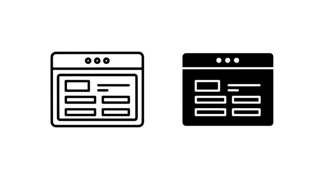 Web page interface layout data input form icons