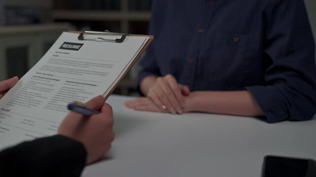 Human resources manager conducting a job interview with a candidate