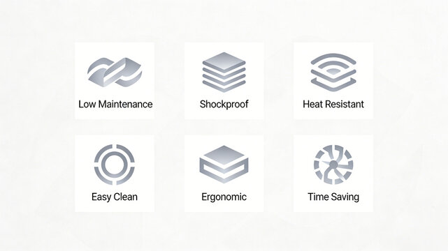 Stereoscopic industrial attribute icon, low maintenance, high temperature resistance, shock resistance, easy cleaning, ergonomic and time-saving, promoting hardware industrial equipment.
