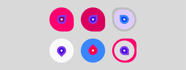 Obraz premium Colorful circles contain droplet icons. Layout presents six distinct visual elements, simple shapes, modern design.