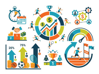 Obraz premium Business performance and sports competition infographic elements set. EPS Editable. Vector Illustrations.