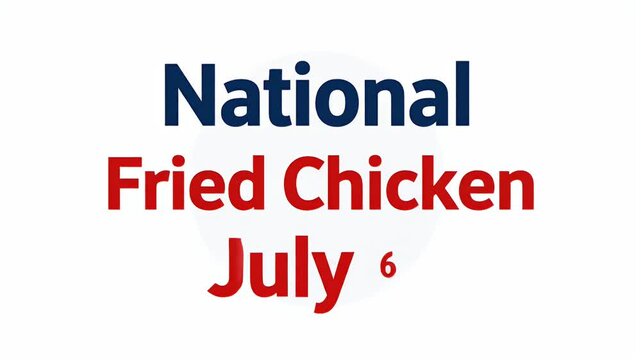 National fried chicken day graphic animation with a bucket of crispy chicken pieces on white back