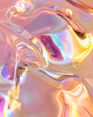 Obraz premium Liquid Prism Glow with Iridescent Holographic Reflections and Pearlescent Light Texture