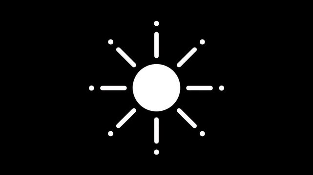Sun icon animation with radiating light rays for weather forecast and digital interface design